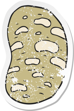 Bir insan tarafından çizilmiş bir patates çizgi filminin gerilimli yapıştırması.