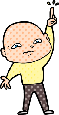 Sinirli çizgi film adamı bir insan tarafından çizilmiş sorular soruyor.