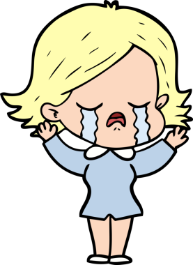 Bir insan tarafından çizilmiş ağlayan çizgi film kızı.