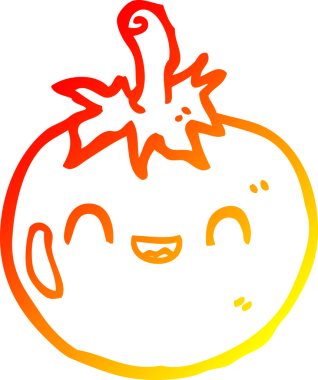 Bir insan tarafından çizilmiş sevimli bir domatesin sıcak çizgi çizimi