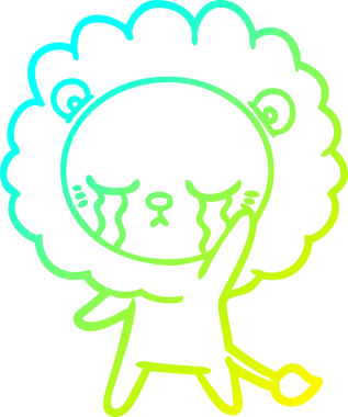 Bir insan tarafından çizilmiş ağlayan bir aslanın soğuk gradyan çizgisi.