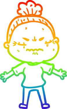 Gökkuşağı gradyan çizgi çizimi bir insan tarafından çizilmiş yaşlı bir kadın tarafından rahatsız edildi