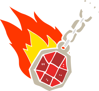 Bir insan tarafından çizilmiş sihirli kolyenin düz renk çizimi