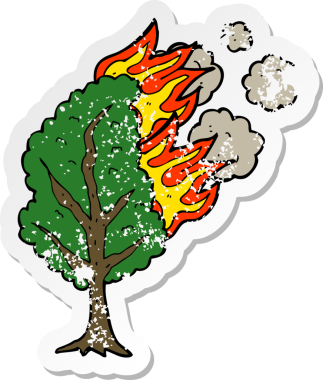 Bir insan tarafından çizilmiş yanan bir çizgi filmin gerilimli yapıştırması.