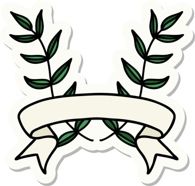 Bir insan tarafından çizilmiş defne sancağına sahip dövme stili.