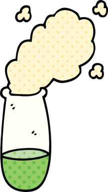 bir insan tarafından çizilmiş çizgi roman tarzı test tüpü.