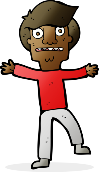 Bir insan tarafından çizilen panikleyen çizgi film çocuğu.