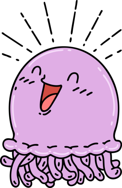 Geleneksel dövme stili bir insan tarafından çizilmiş mutlu denizanası çizimi