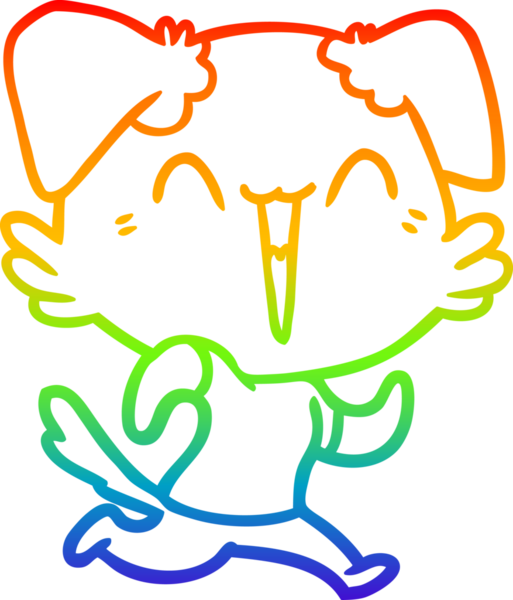 gökkuşağı gradyan çizimi bir insan tarafından çizilmiş mutlu küçük bir köpek çizgi filmi