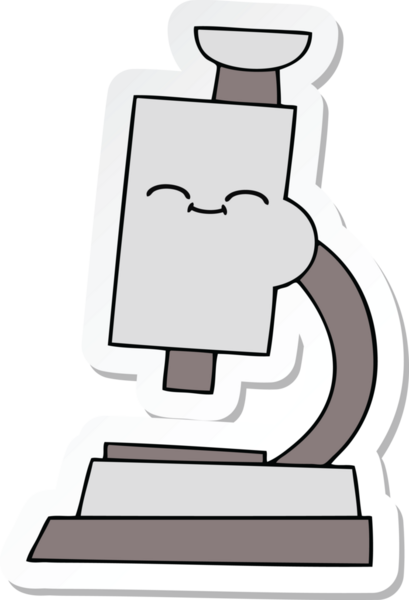 Bir insan tarafından çizilmiş şirin bir mikroskop etiketi.