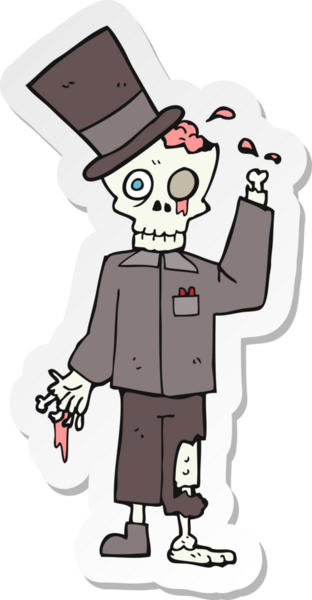 Bir insan tarafından çizilmiş sosyetik bir zombinin çıkartması.