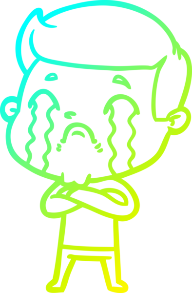 Bir insan tarafından çizilmiş ağlayan bir çizgi film karakteri çizimi.