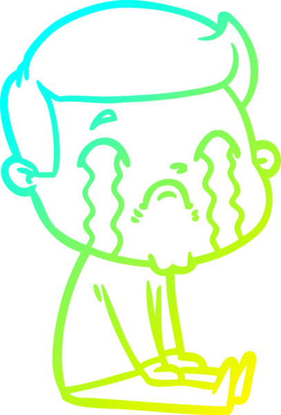 Bir insan tarafından çizilmiş ağlayan bir çizgi film karakteri çizimi.