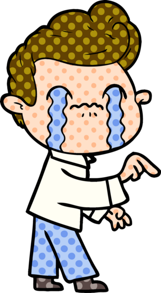 Bir insan tarafından çizilmiş ağlayan çizgi film adamı.