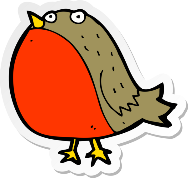 Bir insan tarafından çizilmiş Robin çizgi filminin çıkartması.