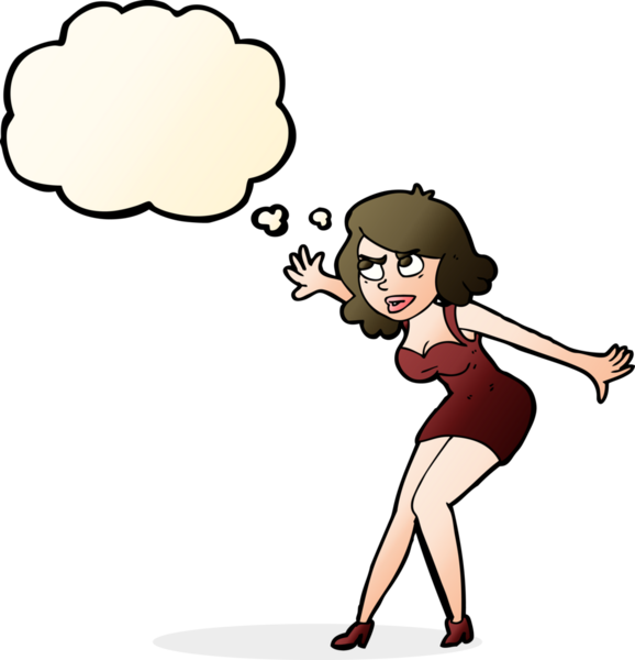 Bir insan tarafından çizilmiş düşünce balonlu kadın casus.