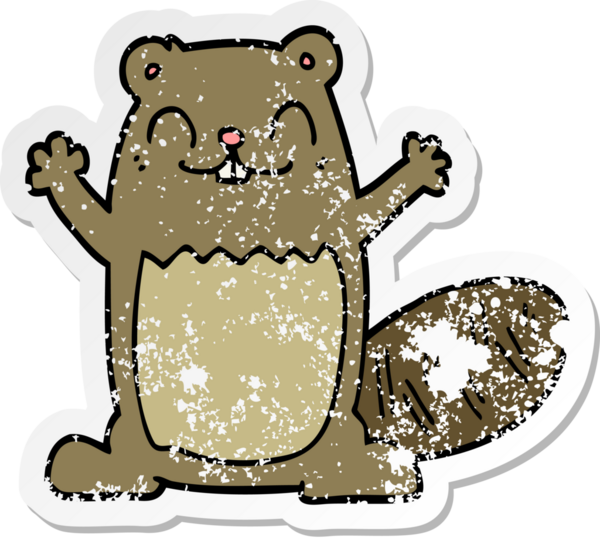 Bir insan tarafından çizilmiş bir karikatür kunduzunun sıkıntılı çıkartması.