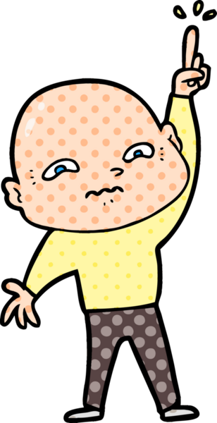 Sinirli çizgi film adamı bir insan tarafından çizilmiş sorular soruyor.