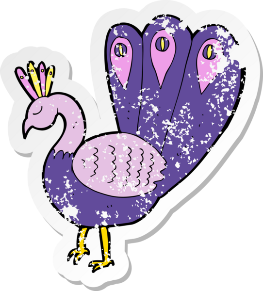 Bir insan tarafından çizilmiş bir tavus kuşunun gerilimli çıkartması.