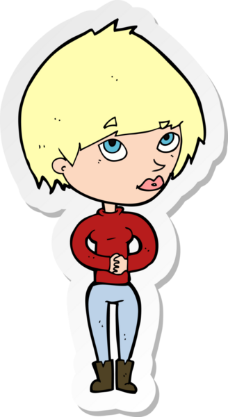 Bir insan tarafından çizilmiş bir karikatür kadının çıkartması.