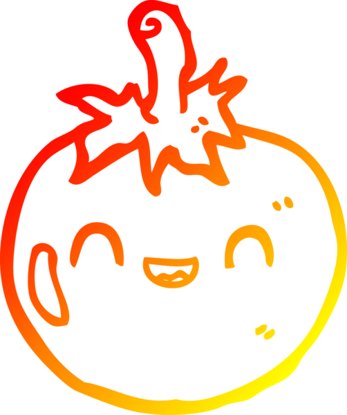 Bir insan tarafından çizilmiş sevimli bir domatesin sıcak çizgi çizimi