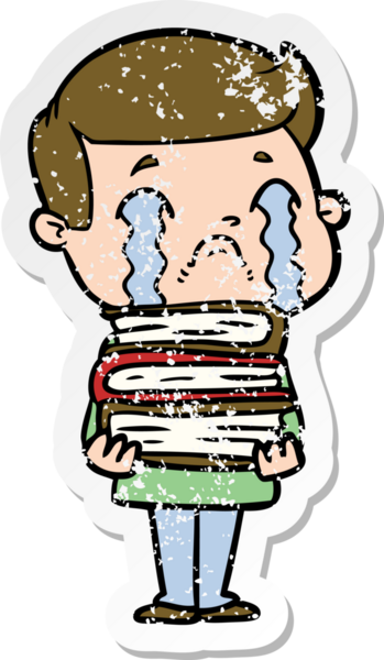 Bir insan tarafından çizilmiş ağlayan bir karikatürcünün sıkıntılı çıkartması.