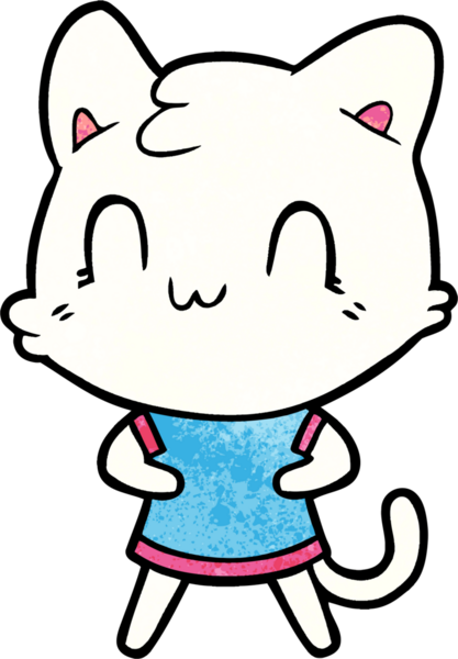 Bir insan tarafından çizilmiş mutlu bir kedi.