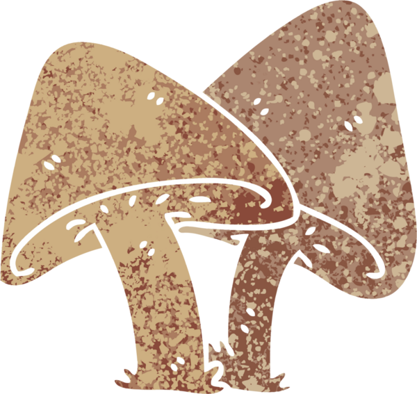 Bir insan tarafından çizilmiş retro illüstrasyon tarzı tuhaf çizgi film mantarları