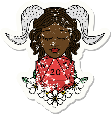 Bir insan tarafından çizilmiş doğal 20 D20 zarlı kartonpiyerin grunge etiketi