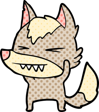 Bir insan tarafından çizilmiş kızgın kurt çizgi filmi.