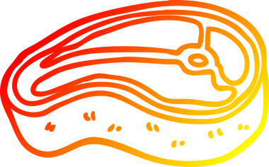 Bir insan tarafından çizilmiş lezzetli bir bifteğin sıcak çizgi çizimi.