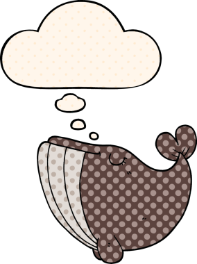 Çizgi roman tarzında bir insan tarafından çizilmiş düşünce balinası.