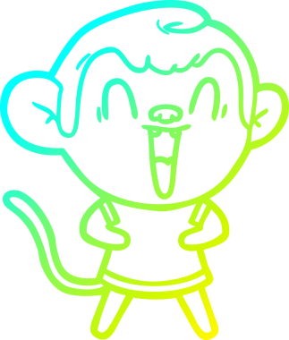 Bir insan tarafından çizilmiş gülen maymun çizgi çizimi.