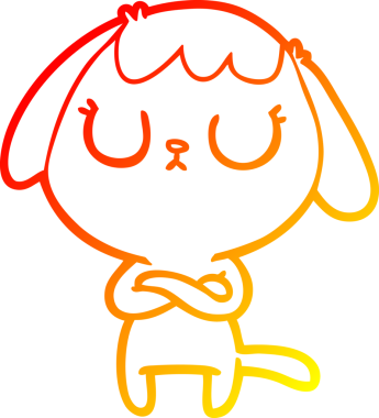 Bir insan tarafından çizilmiş sevimli bir köpeğin sıcak çizgi çizgisi.