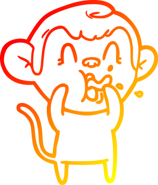 İnsan tarafından çizilmiş çılgın bir çizgi maymunun sıcak çizgi çizimi