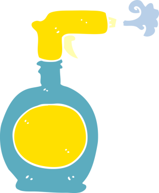 Bir insan tarafından çizilmiş sprey şişesinin düz renk çizimi