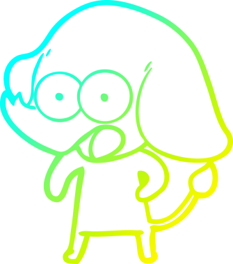 Bir insan tarafından çizilmiş şirin bir filin soğuk gradyan çizgisi