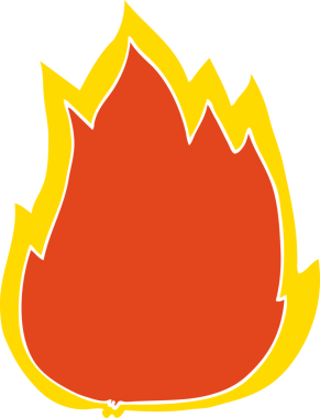 Bir insan tarafından çizilmiş düz renkli çizgi film ateşi