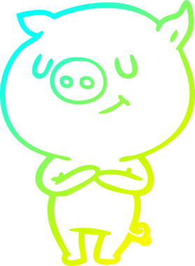 Bir insan tarafından çizilmiş mutlu çizgi film domuzu çizimi.