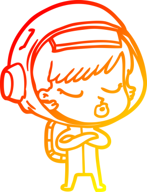 Bir insan tarafından çizilmiş güzel astronot bir kızın sıcak çizgi çizimi