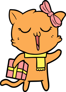 Bir insan tarafından çizilmiş çizgi film kedisi.