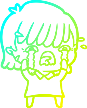 Bir insan tarafından çizilmiş ağlayan bir çizgi film kızı çizimi.