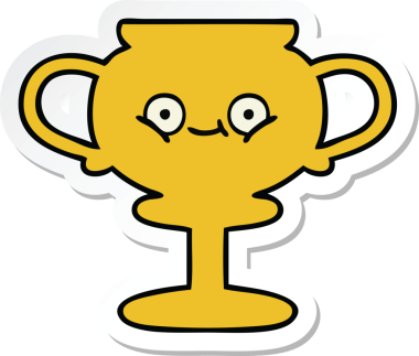 Bir insan tarafından çizilmiş şirin bir karikatür kupasının çıkartması.