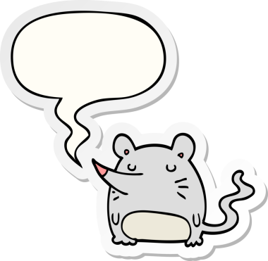 bir insan tarafından çizilmiş konuşma kabarcığı etiketli çizgi film faresi