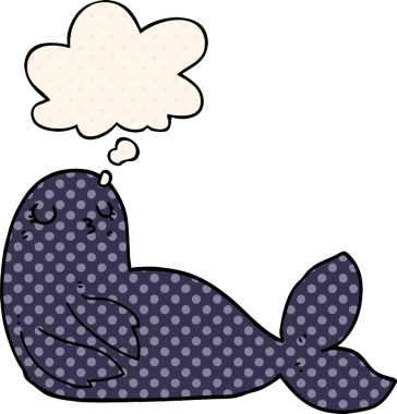 Bir insan tarafından çizilmiş, düşünce baloncuklu çizgi film mührü.