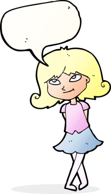 Bir insan tarafından çizilmiş konuşma balonu olan zeki bir kız.