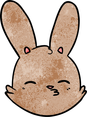 Bir insan tarafından çizilmiş çizgi film tavşanı yüzü.