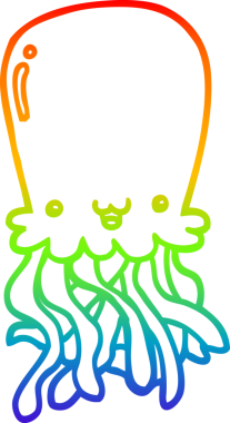 gökkuşağı gradyan çizgi çizimi bir insan tarafından çizilmiş ahtapot çizgi