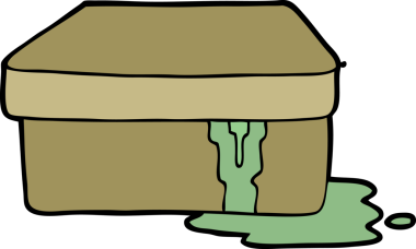 Bir insan tarafından çizilmiş balçık dolu çizgi film kutusu.