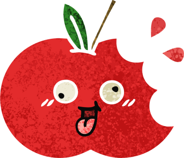 Bir insan tarafından çizilmiş kırmızı elmanın retro çizim tarzı karikatürü